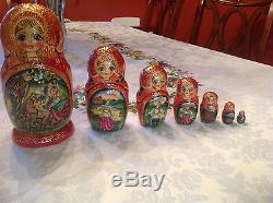 Matryoshka 7 Nesting Dolls Signed Russian Fairy Tale Beautiful Authentic