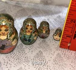 Matryoshka Christmas Fairytale Russian Handmade Nesting Doll- Signed 10 Pce