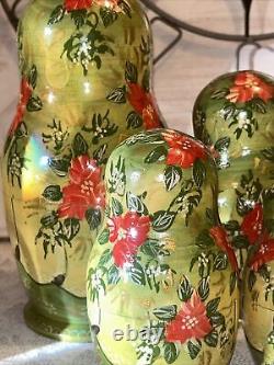 Matryoshka Christmas Fairytale Russian Handmade Nesting Doll- Signed 10 Pce