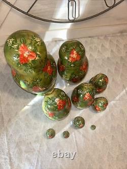 Matryoshka Christmas Fairytale Russian Handmade Nesting Doll- Signed 10 Pce