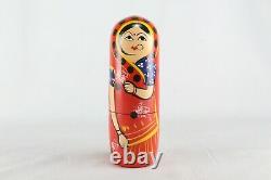 Matryoshka Dolls Set Indian Woman Style Hand Painted Wooden 5pcs Russian Dolls