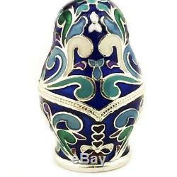 Matryoshka Enamel Russian Doll Pendant Sterling Silver 925 Enameled 1 1/2
