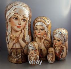 Matryoshka Gift Belle Beautiful Girls Wooden Doll Nesting Doll 5 pieces