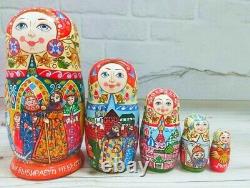 Matryoshka Gift Vintage Wedding Groom Chooses Bride Wooden Doll Nesting Doll 5 p