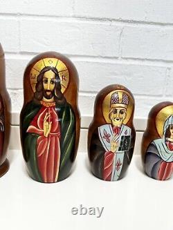 Matryoshka Icon Dolls Nested With Icons of Virgin Mary & Christ 10