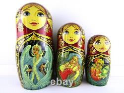 Matryoshka Nesting Doll 10 10 Pc, Folk-art Fairytale Hand Made Set Russian 451