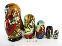Matryoshka Nesting Doll 6.5 5 Pc, Jesus Nativity Hand Christmas Russian 1074