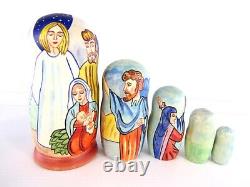 Matryoshka Nesting Doll 7 5 Pc. Jesus Nativity Hand Made Christmas Russian 1066