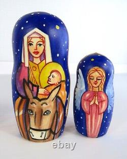 Matryoshka Nesting Doll 7 5 Pc, Jesus Nativity Hand Made Russian 1068