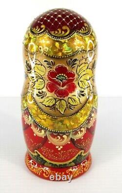 Matryoshka Nesting Doll 7 5 Pc, Scarlet Flower Fairytale Hand Made Russian 356