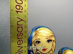 Matryoshka Nesting Doll 7.8 5 Pc, Blue Snow Maiden Fairytale Set Russian 367