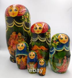 Matryoshka Nesting Doll 7 Pushkin's Fairy Tales Hand Made Classic Russian Doll