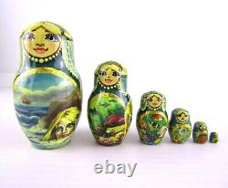 Matryoshka Nesting Doll 9.8 10 Pc, Mermaid Fairytale Hand Made Russian 966