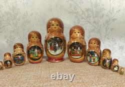 Matryoshka Nesting Doll Pushkin's fairy tales 10 places Hand Painted G739