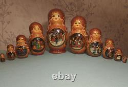 Matryoshka Nesting Doll Pushkin's fairy tales 10 places Hand Painted G739