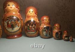 Matryoshka Nesting Doll Pushkin's fairy tales 10 places Hand Painted G739