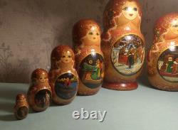 Matryoshka Nesting Doll Pushkin's fairy tales 10 places Hand Painted G739