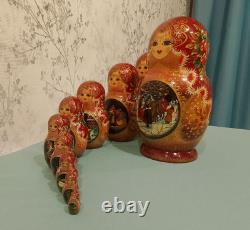 Matryoshka Nesting Doll Pushkin's fairy tales 10 places Hand Painted G739