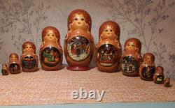Matryoshka Nesting Doll Pushkin's fairy tales 10 places Hand Painted G739