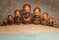 Matryoshka Nesting Doll Pushkin's fairy tales 10 places Hand Painted G739