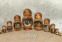 Matryoshka Nesting Doll Pushkin's fairy tales 10 places Hand Painted G739