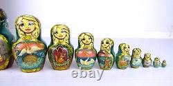 Matryoshka Nesting Dolls 13.75 20 Pc, Pushkin Fairytale Hand Made Set Russian