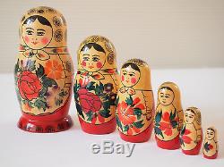 Matryoshka Nesting Dolls / 6 Dolls in one Set/ Floral Design/ Label made in USSR