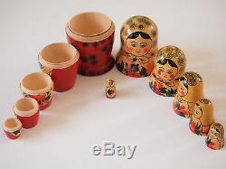 Matryoshka Nesting Dolls / 6 Dolls in one Set/ Floral Design/ Label made in USSR