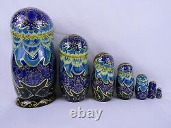 Matryoshka Nesting Dolls 8.5 7 Pc, Moscow Monuments Blue Set Russian 974