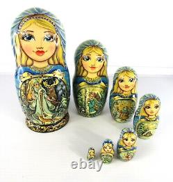 Matryoshka Nesting Dolls 8.6 7 Pc, Snow Maiden Jewel Christmas Russian 365