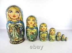 Matryoshka Nesting Dolls 8.6 7 Pc, Snow Maiden Jewel Christmas Russian 365