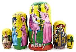 Matryoshka Nesting Russian Dolls Babushka Genuine 5 ENGLISH Fairy Tales signed
