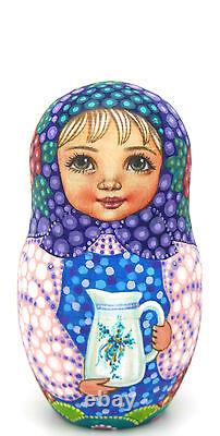 Matryoshka Nesting Russian Dolls SOKIRKINA Tea Drinking Babushka 5 Girls MATT