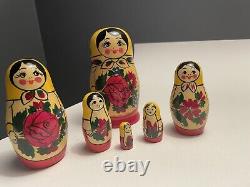 Matryoshka Nesting Russian Dolls SOKIRKINA Tea Drinking Babushka 6Piece Set