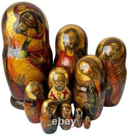 Matryoshka Orthodox Icons Mother of God Christ-Child 10-Pcs Vintage Nesting Doll