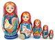 Matryoshka Rooster Cat Russian 5 Nesting Dolls Hand Painted Signed Beletskaya