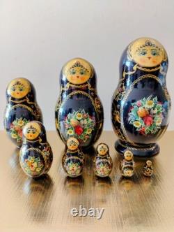 Matryoshka Russian Hand-Painted Nesting Dolls-CEPZUEB TIOCAG-8 Pcs Signed 1990s