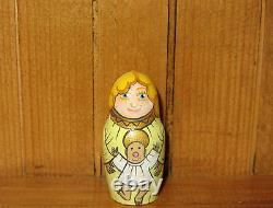 Matryoshka Russian Nesting DOLLS Nativity Baby Jesus Mary Joseph ANGEL 5 signed