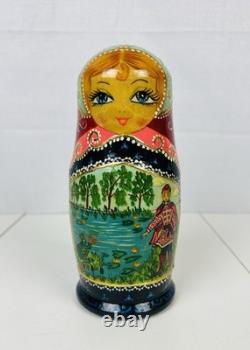 Matryoshka Russian Nesting Doll 7 Piece Hand-Painted Wood Frog Prince Story