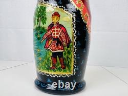 Matryoshka Russian Nesting Doll 7 Piece Hand-Painted Wood Frog Prince Story