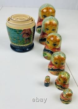 Matryoshka Russian Nesting Doll 7 Piece Hand-Painted Wood Frog Prince Story