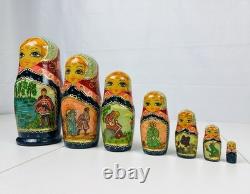 Matryoshka Russian Nesting Doll 7 Piece Hand-Painted Wood Frog Prince Story