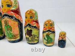 Matryoshka Russian Nesting Doll 7 Piece Hand-Painted Wood Frog Prince Story