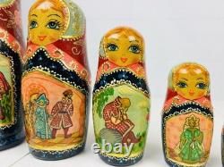 Matryoshka Russian Nesting Doll 7 Piece Hand-Painted Wood Frog Prince Story