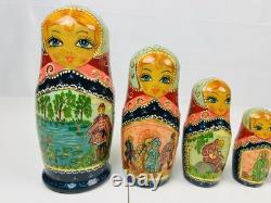 Matryoshka Russian Nesting Doll 7 Piece Hand-Painted Wood Frog Prince Story