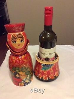 Matryoshka Russian Nesting Doll Bottle Holder Wine, Vodka, 15 Tall Mint Cond