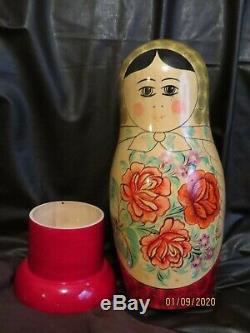 Matryoshka Russian Nesting Doll Bottle Holder Wine, Vodka, 15 Tall Rare Musical
