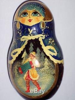 Matryoshka Russian Nesting Doll Christmas Fairytales Design Exclusive 7pc Signed