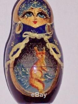 Matryoshka Russian Nesting Doll Christmas Fairytales Design Exclusive 7pc Signed