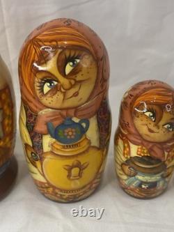 Matryoshka Russian Nesting Dolls 6 Inch Family Gurgeiff A Nicolaeva Signed